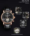 Fashion brand KINYUED tourbillion watch mechanical luminous hand automatic