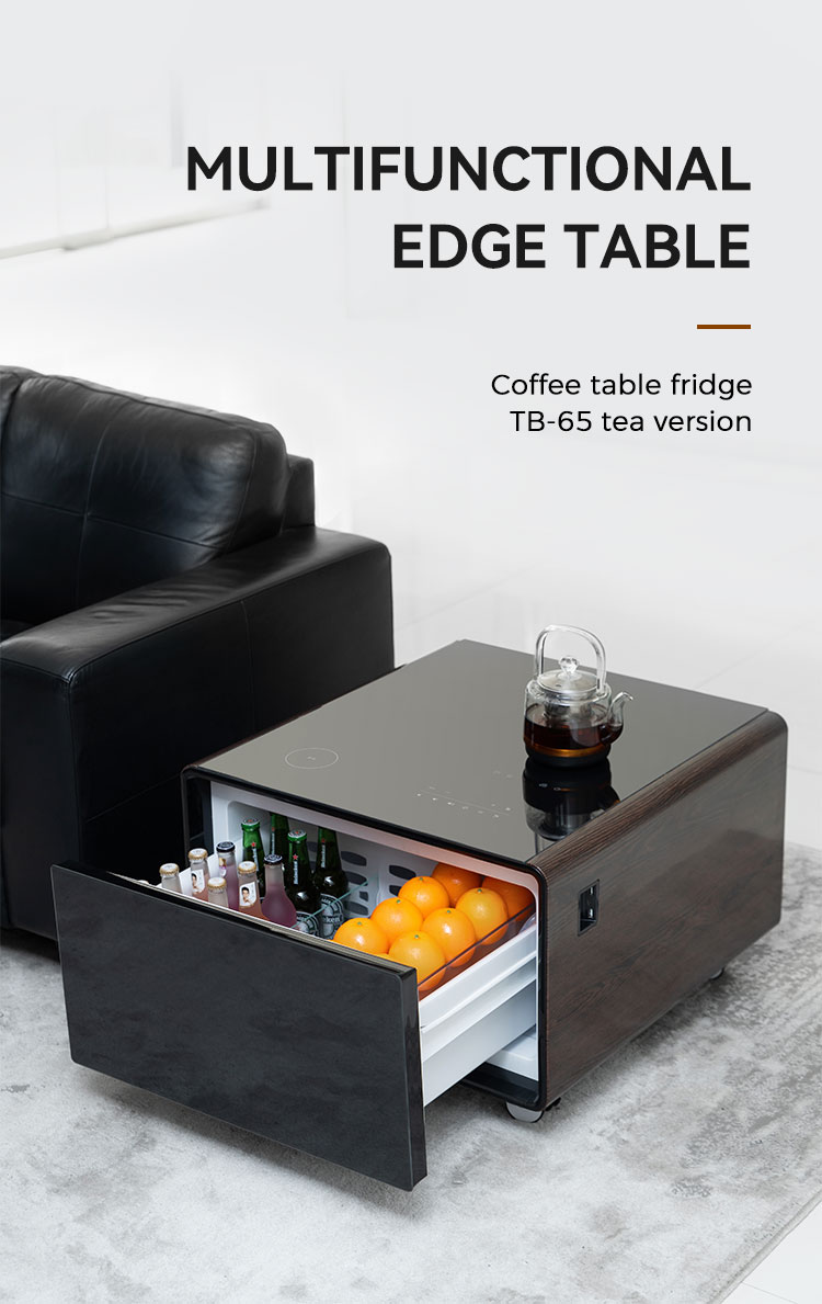 Temperature-Regulated Bedside Table Mini Fridge and Wireless Charging for Smart Homes