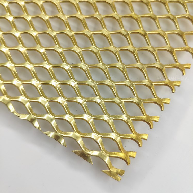 yellow color bigh hole expanded metal meshsheet for gate decorative
