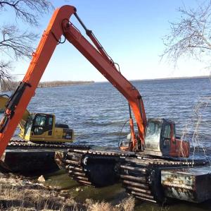 China Mud Cleaning Amphibious Long Reach Boom , Dredging Excavator Long Boom factory