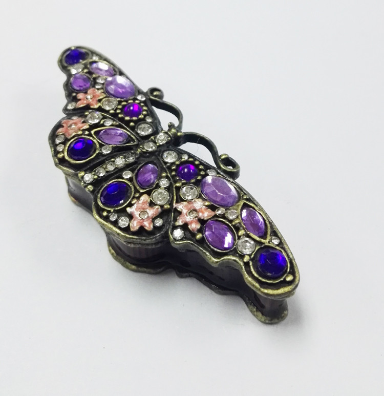 Butterfly trinket box metal necklace jewelry box