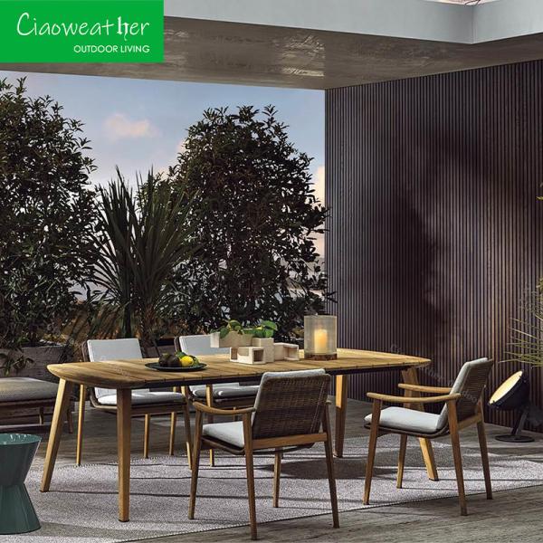 Modern Design Teak Wood Armchairs for Hotel Rattan Garden Furniture in