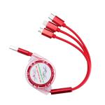 Retractable 3 In 1 Braided Charging Cable Widely Compatible High Durability