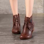 S081 2020 autumn and winter new wedge heel women's shoes retro handmade leather