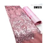 top-end Handmade embroidery beaded bridal lace with sequins fabric selling for