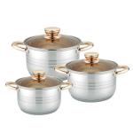 Home 12pcs Stainless Steel Cookware Set Golden Handle Sustainable