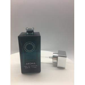 China Rectangle Glass 50ml Luxury Perfume Bottles Atomizer With Square Cap on sale