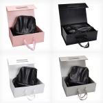 Folding Rigid Cardboard Paper Clothing Shoes Gift Box With Ribbon Handle
