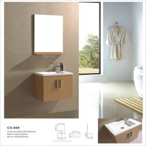 China Simple Wall Mounted Bathroom Vanity Cabinets , PVC Bathroom Vanity with Mirror factory