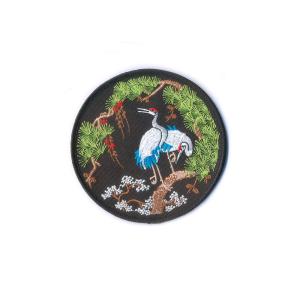 China China Style Embroidered Patches Iron On For Clothes Merrowed Badge Crane Patch factory