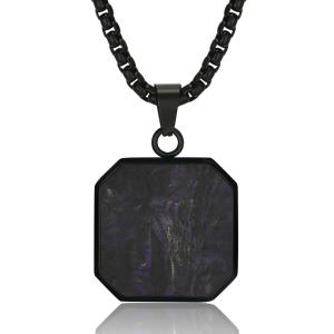 China Hypoallergenic Square Bar Necklace Waterproof Forged Carton Fiber Geometric Pendant Necklace factory