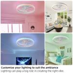 20 Inch Flush Mount Ceiling Fan Light , Bedroom White Fandelier Ceiling Fan With