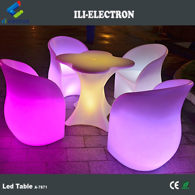 Rechargeable battery operated glowing led bar tables