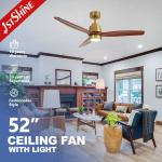 10- 1stshine LED Ceiling Fan with Gold Luxury Solid Wood and Adjustable LED