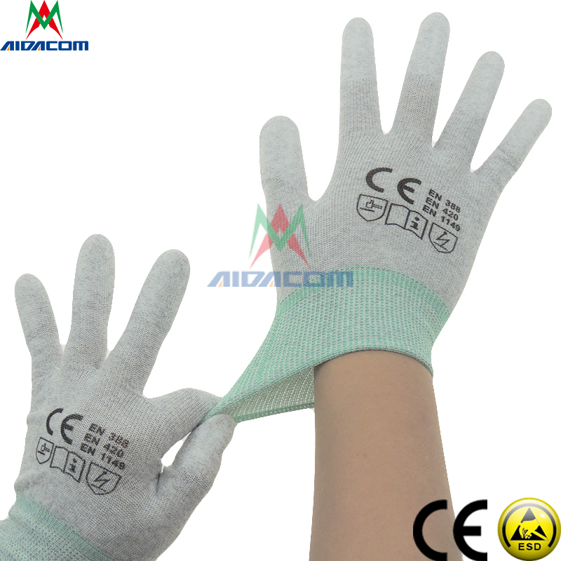 CE White Grey Lint Free 22.5cm ESD Antistatic Gloves