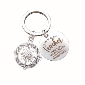 China Stainless Steel Custom Shaped Keychians Teacher'S Day Thanksgiving Key Chain Pendant factory