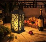 11 Inch Brushed Solar Powered Flickering Candle Lanterns