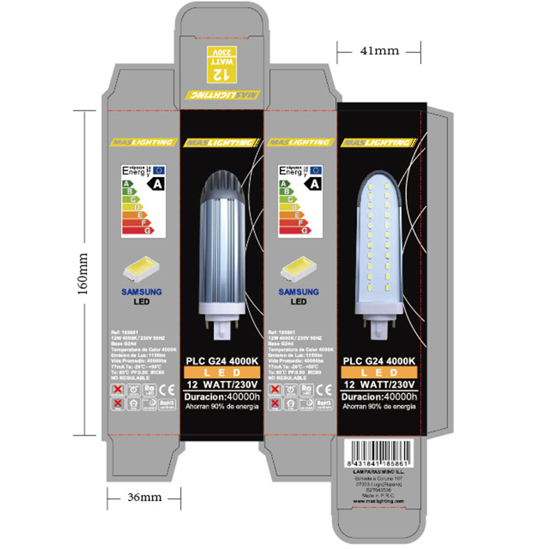 Customized LED Bulb Packaging Box Carton Gray Cardboard Printing Logo Light Tube Box