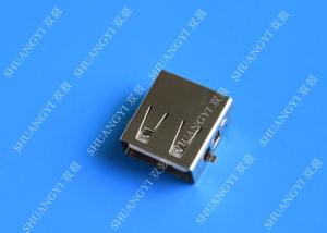 China DIP 180 Degree Jack Socket 4 Pin USB Charging Connector , 15mm USB 2.0 Female Type A Connector factory