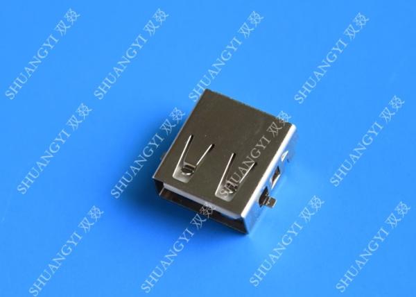 DIP 180 Degree Jack Socket 4 Pin USB Charging Connector , 15mm USB 2.0 Female