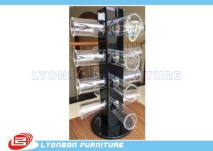 China Rotated Glossy Black Bracelet Hanging Display Rack With Round Acrylic Hangers factory