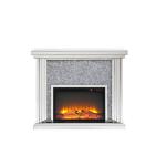 Wooden Floating Crystal Electric Mirrored Furniture Fireplace Crushed Diamond