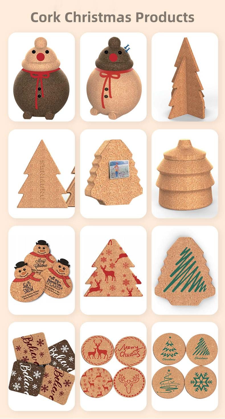 Eco Christmas Cork Craft Cork Container Storage Box Decorations Desktop
