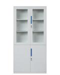 Glass & Steel 4 Doors Filing Cabinet Office Steel Book Cupboard KD Structure