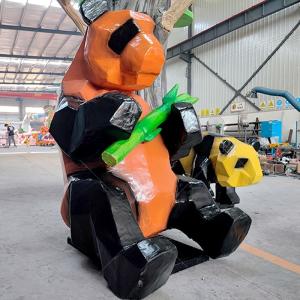 China Decoration Animatronic Customized Simulated Panda Model Orange Color factory