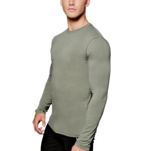 China Custom Logo Blank Plain Cotton Spandex Long Sleeve Muscle Slim Fit Men T Shirts factory