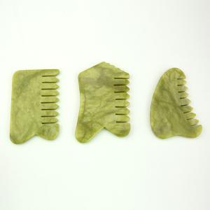 China Green Xiuyan Jade Gua Sha Massage Tool Rose Quartz 85x55mm factory
