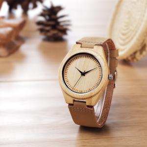China Classical Wood Dial Retro Wood Leather Watch With Quartz Movement factory