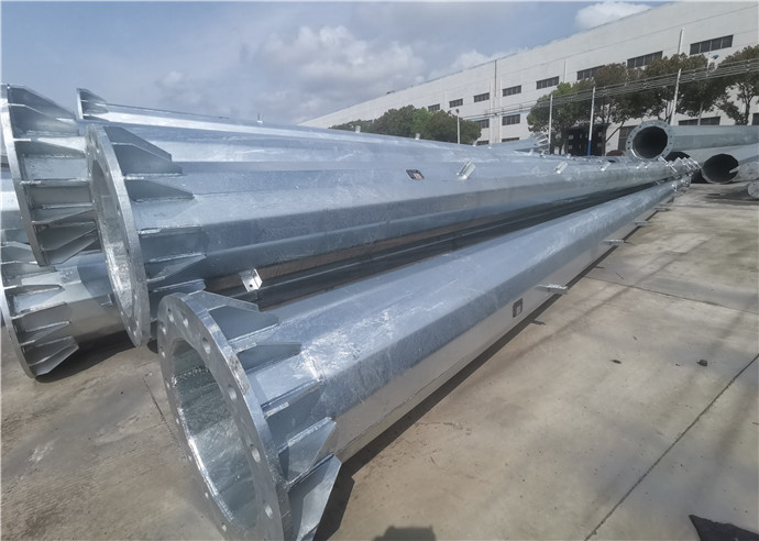 Hot Dip Galvanized Steel Electric Pole Flange Connected With Material ASTM A572