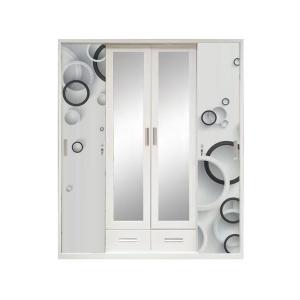 China Vertical Sliding Four Doors Metal Clothes Closet Steel Bedroom Wardrobe Rustproof factory