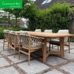 Outdoor Garden Furniture Dining Set with Solid Wood Teak Courtyard Armchair and