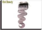 Body Wave Human Hair Lace Closure Grey Color 4 Inch By 4 Inch Lace Size Swiss