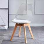 Transparent Plastic Tulip Dining Table Chairs PU Cushion Beech Wood Legs