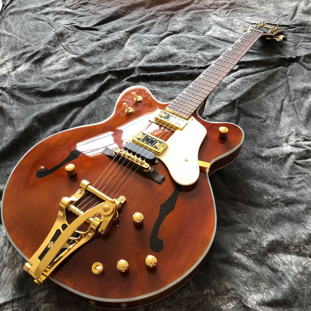 Semi Hollow Body Jazz Electric Guitar with Gold Color Hardware Rosewood Fingerboard