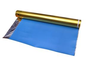 China 3mm Blue Floating Floor Underlay Ixpe Foam Underlay Golden Film factory