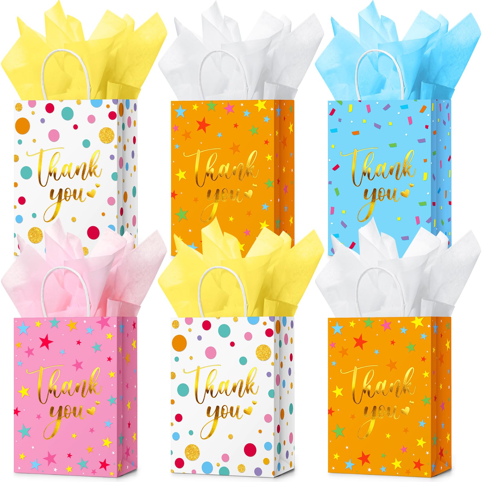 Folding Custom Thank You Flat Bottom Kraft Paper Gift Bags With Handles Thank You Logo