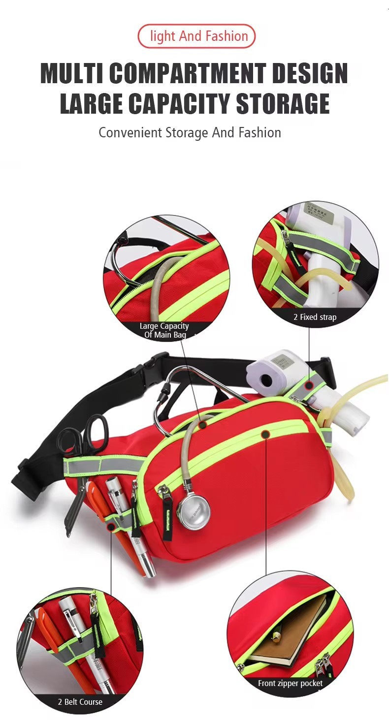 Waterproof Multifunctional Portable Emergency Nylon First Aid Medical Waist Bag For Athletes