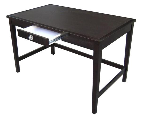 Simple dark finish 1-drawer Wooden HPL top writing desk for hotel bedroom