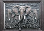 Metal Wall Art Sculpture / Bronze Elephant Bas Relief Multi Function