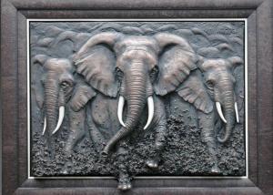 China Metal Wall Art Sculpture / Bronze Elephant Bas Relief Multi Function factory