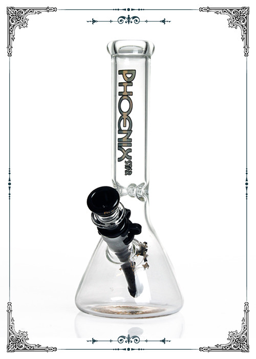 PHOENIX STAR Beaker Bong Glass Water Pipe With Black Plastic Clip And Bowl