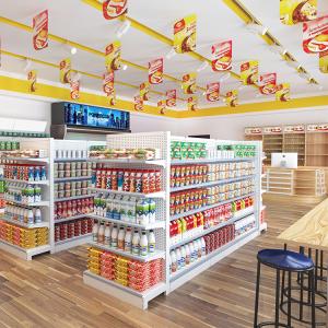 China Retail Grocery Display Fixtures Shelving Gondola Wire Net Backboard Double Sided factory
