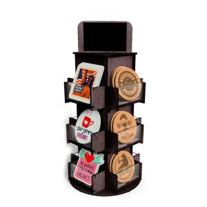 China Custom Rotating Stickers Display Rack Countertop Wood Acrylic Display Stand factory
