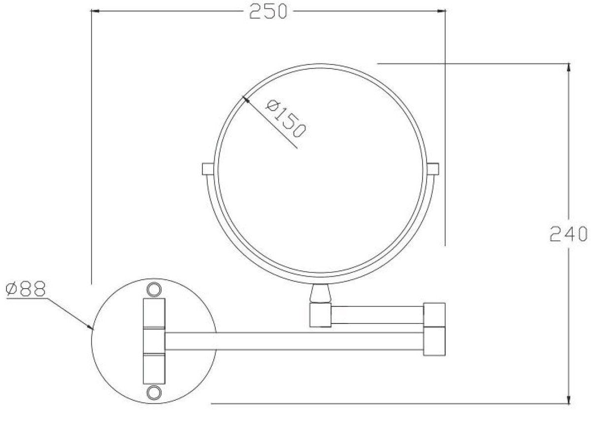 stainless steel material Wall Mounted Cosmetic Makeup Mirror, 3x Magnifying Mirror Bathroom Round decorative mirror