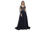Embroidery Long Sleeve Muslim Evening Dress Sequin Ball Gowns 100% Polyester