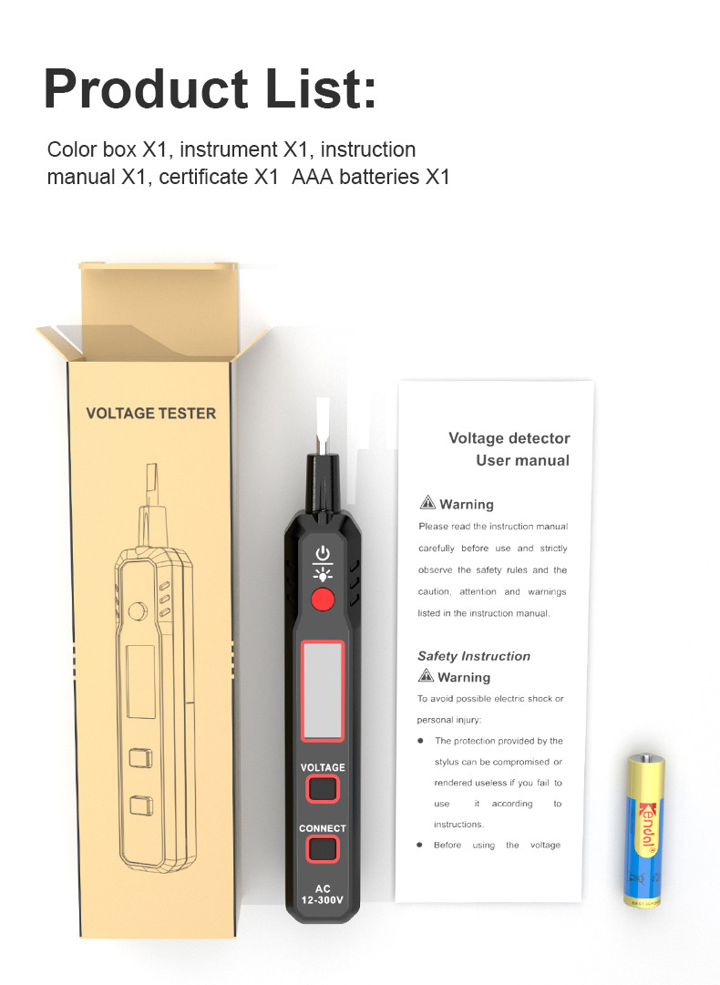 HABOTEST Voltage Detector HT89 AC 300V Sensitive Induction Tester Pen Backlight AC Voltage Tester Sound Light Alarm LCD Display